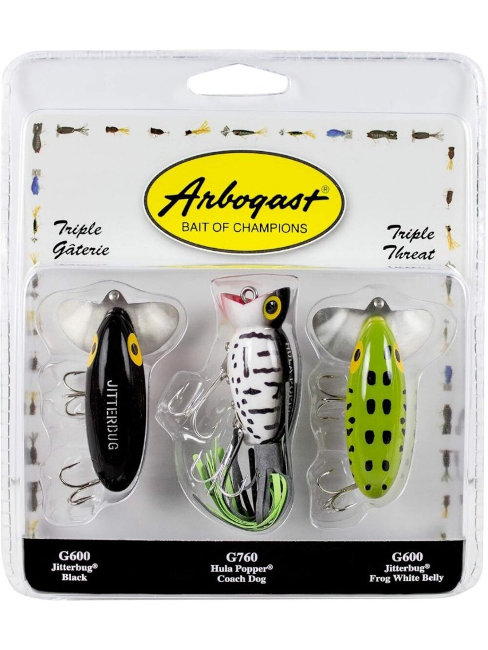 Triple Threat Fishing Lure Set - Jitterbug & Hula Popper 3-Pack for Anglers